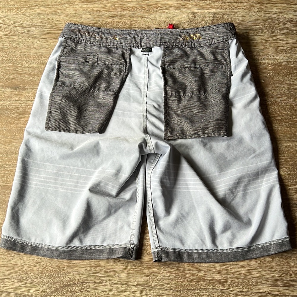 O'neill Men's Monstera Divide-Gray Palm Bermuda Shorts Back Zipper Size 32 - Picture 8 of 14